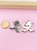 Silver or Gold Mermaid Charm Keychain, N5696