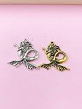 Silver or Gold Mermaid Charm Keychain, N5696