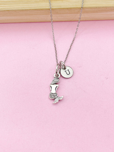 Silver Mermaid Charm Necklace, Christmas Gift for Girl, N1590D