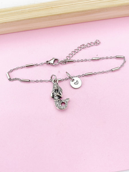 Silver Mermaid Charm Bracelet, Christmas Gift for Girlfriends, N5697B