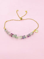 Gold Fluorite Bolo Bracelet, Gemstone Jewelry, N4277E