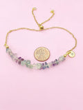 Gold Fluorite Bolo Bracelet, Gemstone Jewelry, N4277E