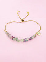 Gold Fluorite Bolo Bracelet, Gemstone Jewelry, N4277E