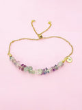 Gold Fluorite Bolo Bracelet, Gemstone Jewelry, N4277E