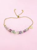 Gold Fluorite Bolo Bracelet, Gemstone Jewelry, N4277E