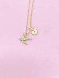 Gold Swallow Charm Necklace, Sparrow Dove Bird Charm, N2167