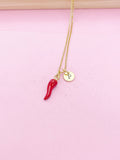 Gold Red Chili Charm Necklace, N1697A