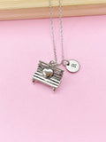 Silver Heart Park Bench Necklace, Heart sit on the Bench, Chair Charm, N2604