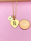 Rx Heart Charm Gold Necklace, Silver Option, D464