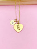 Rx Heart Charm Gold Necklace, Silver Option, D464
