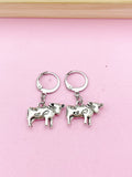 Silver Cow Dangle Earrings, Stainless Steel Hooks