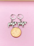 Silver Cow Charm Earrings, Hoop or Stud or Dangle Earrings in Option, N3335