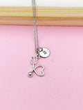 Stethoscope Heart Necklace, Initial Charm, Doctor Gift