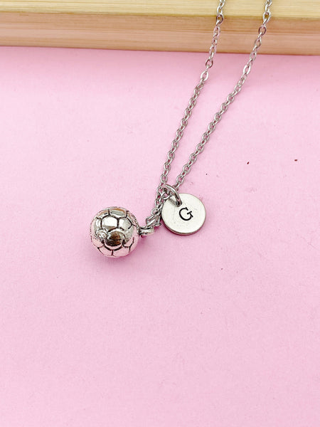Silver Soccer Ball Charm Necklace, N2156E