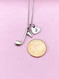 Silver Clef Necklace Quarter Note Charm Musical Jewelry Birthday Gifts, N35A