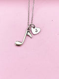 Silver Clef Necklace Quarter Note Charm Musical Jewelry Birthday Gifts, N35A