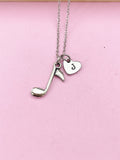 Silver Clef Necklace Quarter Note Charm Musical Jewelry Birthday Gifts, N35A