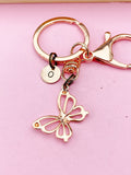 Silver Gold or Rose Gold Butterfly Charm Keychain, N131Z