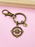 Bronze Compass Charm Keychain, Graduation Gift, Travel Gift, N1123B