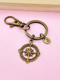 Bronze Compass Charm Keychain, Graduation Gift, Travel Gift, N1123B