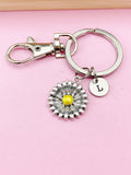 Silver Daisy Charm Keychain, Sunflower Keychain, N1343