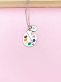 Silver Artist Palette Paintbrush Charm Necklace, Artist Gift Ideas, N1714A
