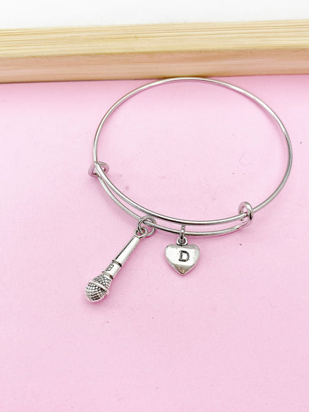 Silver Microphone Charm Bracelet, N2625