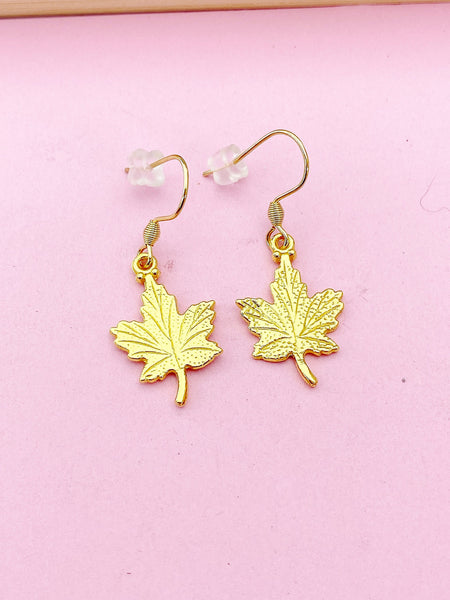 Maple Leaf Earrings, Gold Earrings, N5142