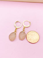 Gold Druzy Pendant Earrings, Electroplate Druzy Resin Pendants, Dark Salmon Druzy Jewelry, Granddaughter Gift, N2785