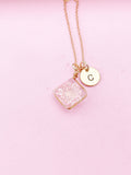 Rose Gold Press Flower Pink Necklace Personalized Customized Jewelry Gifts, N2983