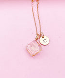 Rose Gold Press Flower Pink Necklace Personalized Customized Jewelry Gifts, N2983
