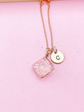 Rose Gold Press Flower Pink Necklace Personalized Customized Jewelry Gifts, N2983