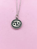Silver Cancer Charm Necklace, Stainless Steel Cancer Pendant, N388