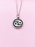 Silver Cancer Charm Necklace, Stainless Steel Cancer Pendant, N388