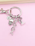Silver DNA Skull Microscope Charm Keychain, DNA, Forensic Science Specialist, Scientist Gift, Doctor Gift, Researcher Gift, N4669