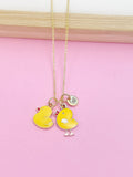 Yellow Duck Chicken Necklace, Cute Yellow Duckling Bird Necklace Gifts, N4353A