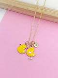 Yellow Duck Chicken Necklace, Cute Yellow Duckling Bird Necklace Gifts, N4353A