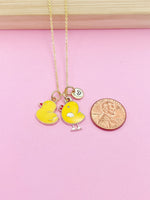Yellow Duck Chicken Necklace, Cute Yellow Duckling Bird Necklace Gifts, N4353A