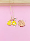 Yellow Duck Chicken Necklace, Cute Yellow Duckling Bird Necklace Gifts, N4353A