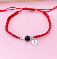 Obsidian Bracelet, Natural Gemstone Jewelry N3848