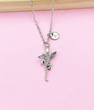 Silver Flying Lizards Charm Necklace, Flying Dargon, Gecko with Wings Charm, N5699
