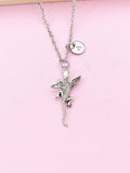 Silver Flying Lizards Charm Necklace, Flying Dargon, Gecko with Wings Charm, N5699