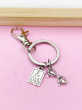Silver Eye Chart Reading Glasses Charm Keychain, Graduation Gift for Ophthalmologist, Ophthalmologist Tech Med School Gifts, N1127B