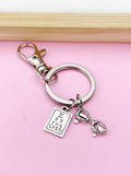 Silver Eye Chart Reading Glasses Charm Keychain, Graduation Gift for Ophthalmologist, Ophthalmologist Tech Med School Gifts, N1127B