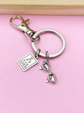 Silver Eye Chart Reading Glasses Charm Keychain, Graduation Gift for Ophthalmologist, Ophthalmologist Tech Med School Gifts, N1127B