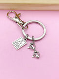 Silver Eye Chart Reading Glasses Charm Keychain, Graduation Gift for Ophthalmologist, Ophthalmologist Tech Med School Gifts, N1127B