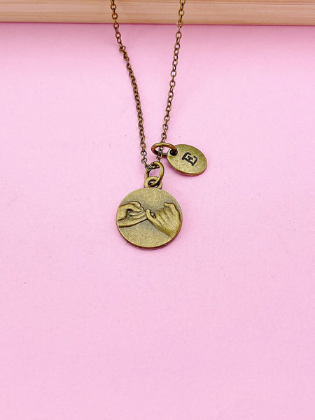 Bronze or Silver Pinky Promise Charm Necklace, Best Friends Gifts, N5005