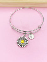 Silver Daisy Charm Bracelet, Silver Sunflower Flower Jewelry, N2344