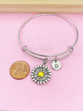 Silver Daisy Charm Bracelet, Silver Sunflower Flower Jewelry, N2344