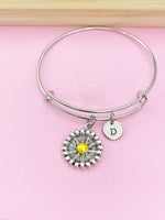 Silver Daisy Charm Bracelet, Silver Sunflower Flower Jewelry, N2344